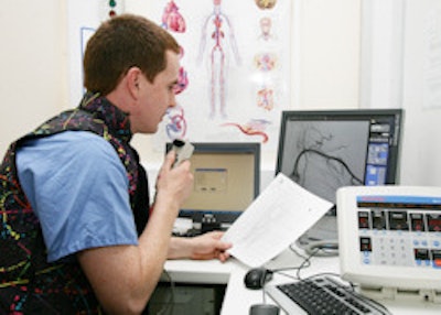 Dr. Paul Foran, a specialist radiology registrar, carries out his reporting duties at MMUH. Image courtesy of Dr. Leo Lawler.