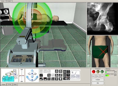 The user interface shows visual and interactive learning elements of image quality and radiation output. All images provided courtesy of Oliver Bott, PhD.