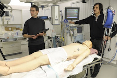 Dr. Roger Zobrist (right) and colleague Dr. Ulrich Strycker prepare the simulator for emergency training. All images courtesy of AMTS.