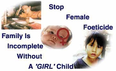 Adverts like these are being used to help educate people throughout India, but doubt remains about their effectiveness. Image courtesy of www.indiafemalefoeticide.org.