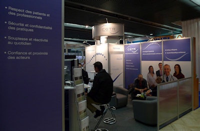 Teleradiology providers promoted their services in the exhibition hall during JFR. Photo courtesy of Dr. Robert Lavayssière.