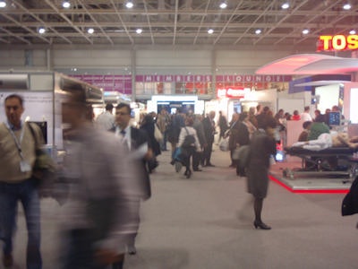 The Euroecho & other Imaging Modalities meeting was organized by the European Society of Cardiology and included a bustling technical exhibition. Image courtesy of Robin Marshall.