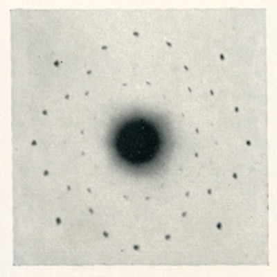 X-ray diffraction pattern of rock salt (common salt).