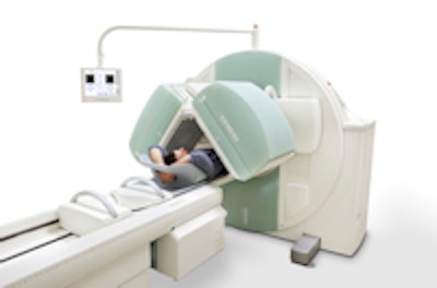 When fused with MRI, images from a SPECT system like this can improve the assessment of segmental gastrointestinal transit time by facilitating accurate delineation of tracer anatomically. Image courtesy of Siemens Healthcare.