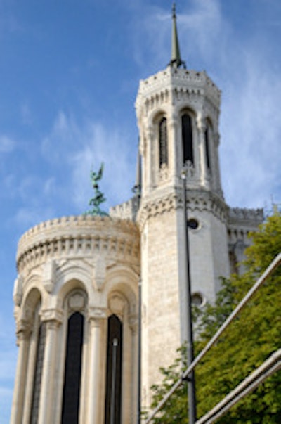 The city of Lyon has nearly half-a-million inhabitants. It's known for its historical and architectural landmarks, and was designated a UNESCO World Heritage Site in 1998. Shown here is the Basilica of Notre-Dame de Fourvière.