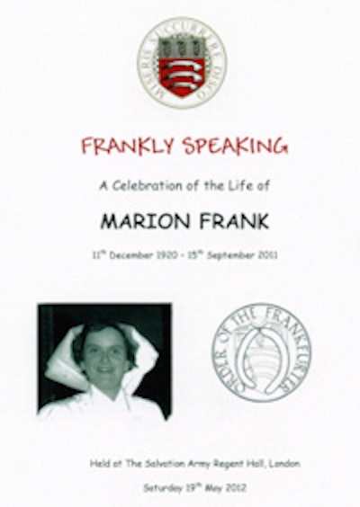 Left: A book about Marion Frank. Right: A special program was printed for last Saturday's memorial event.