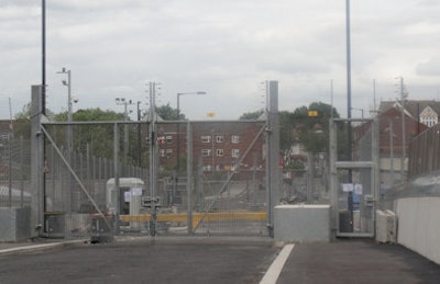 Security is already extremely tight at the Olympic Village, as shown by this photo of an entrance next to the polyclinic.