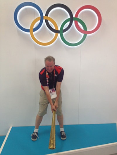 Dr. Phil O'Connor enjoys a rare moment of relaxation with the Olympic Torch during the games. All images courtesy of Dr. O'Connor.