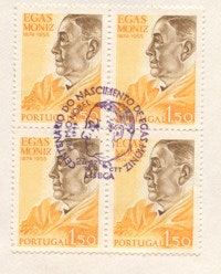 Fig. 2: Egas Moniz appeared on a Portuguese stamp in 1974.