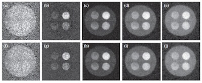 Energy spectra acquired at 90 kVp with five thicknesses of PFC filters.