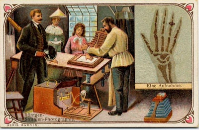 Fig 1: Use of a cryptoscope depicted on a trade card circa 1900.