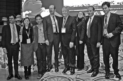 Passariello with his team of radiologists from University of Rome 'La Sapienza' at ECR 2013, after the honorary lecture given by Dr. Carlo Catalano. Also shown are Dr. Iacopo Carbone, Dr. Federica Pediconi, Dr. Alessandro Napoli, Dr. Valeria Panebianco, Dr. Andrea Laghi, and Dr. Marco Francone.