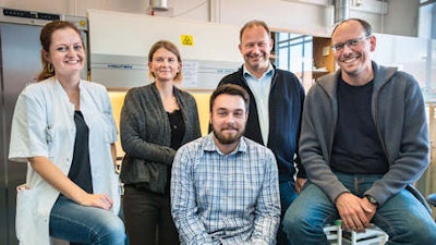 From left to right: Lise Saksø Mortensen, Brita Singers Sørensen, Jakob Toftegaard, Jørgen Petersen, and Niels Bassler. Image courtesy of Michael Harder.