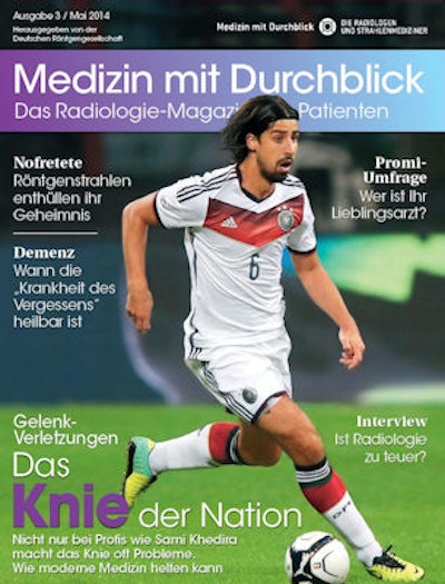 Injuries incurred by Sami Khedira and others have focused media attention on knee problems, exemplified by the cover of the May 2014 edition of the German Radiological Society's magazine for patients.