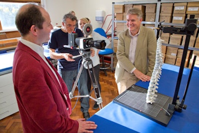 Dr. Bruno Morgan (right) and Dr. Piers Mitchell with their 3D model.