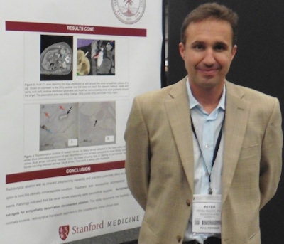 Peter Maxim from Stanford University with his 'Best in Physics' poster presentation.