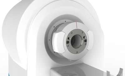 The cryogen-free MRI system fitted with a clip on SPECT camera.