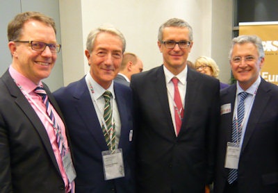 Left to right: Dr. Hans-Ulrich Kauczor, Chair of the ESR Research Committee; ESR President Dr. Lorenzo Bonomo; Andrzej Rys, director for health systems and products at the European Commission; and ESR First Vice President Dr. Luis Donoso.