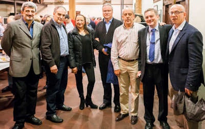 Senior SERAM colleagues enjoy an evening out during the last annual congress in Oviedo. Shown here are Drs. Paco Sendra (training chair on SERAM's board of directors), JosĂ© Luis del Cura RodrĂguez, Gloria Soto Giordani (immediate past president of the Inter American College of Radiology, CIR) and her husband, Antonio TalegĂłn (SERAM publications chair), Pedro GarcĂa (president of the Spanish Society of Ultrasound), and Pablo ValdĂ©s (president of SERAM's management and quality society).