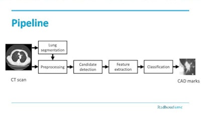 Pipeline shows the processing steps of the special large-nodule CAD.