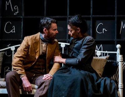 Cathy Tyson (Marie Curie) and Clive Moore (Pierre Curie) from 'Radiance.' Copyright Richard Davenport.