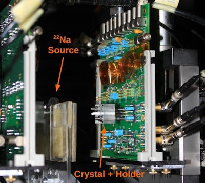 Experimental setup for coincidence measurements performed at CERN. Image courtesy of Stefan Gundacker.