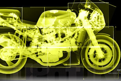 Ducati 888, an image created by Turvey. The bike was exposed in sections and later merged using a digitizer, usually reserved for medical film.