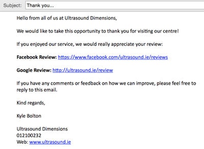 Thank you and feedback letter.