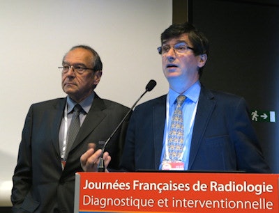 Dr. Jean-Pierre Pruvo (right) presented the French Radiology Society (SFR) Medal of Honor to Dr. Jacques Niney at JFR 2015. This award symbolizes the unity and the development of the single voice for one profession. The two men created the G4, which is the gathering of all interested parties (private, public, and teachers). All images courtesy of Dr. Robert Lavayssière.