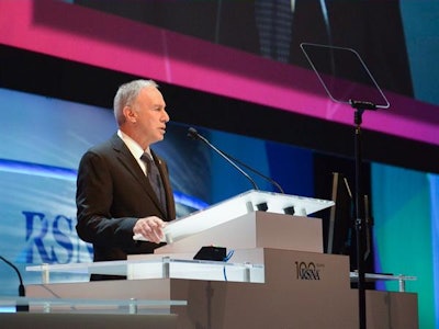 RSNA President Dr. Ronald Arenson addresses attendees at this year's opening session.