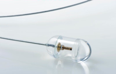 The swallowable tethered capsule endomicroscopy device comprises a small capsule attached to the end of a thin flexible tether. The tether encloses an optical fiber that delivers light from the OCT system to the capsule. The fiber is terminated with micro optics that redirect and focus the light immediately outside of the capsule's housing. All images courtesy of Dr. Guillermo Tearney.