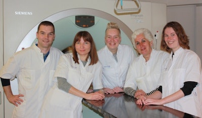 The main research team involved in the dose-painting studies. From left to right: Ludwig Dubois, Ala Yaromina, Natasja Lieuwes, Marlies Granzier, and Rianne Biemans.