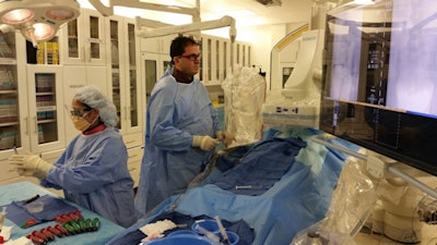 Dr. Jamal Alkoteesh during an UFE procedure at Al Ain Hospital in the United Arab Emirates.