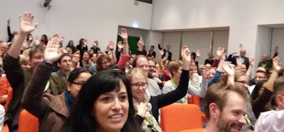 A show-of-hands vote at the end of the debate said the majority of the audience pick biology as the way forward.