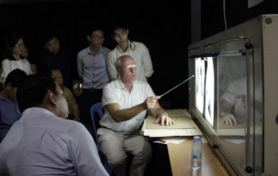 RAB's Dr. Jim Mullany holding a tutorial in Cambodia, 2016.