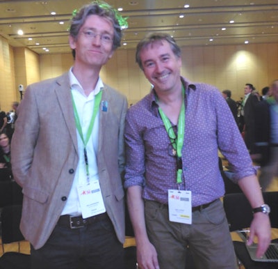 Bas Raaymakers and Tony Lomax held a lively debate at the ESTRO 36 meeting.