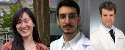 Alina Rwei (left) and Juan Paris (center) described how ultrasound could be used to trigger local anesthesia. Daniel Kohane (right) was the senior author of the study.
