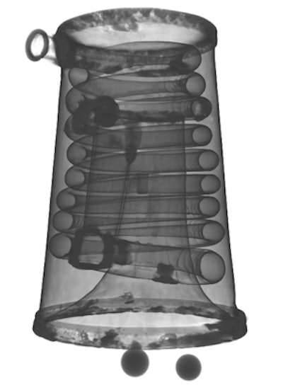 The CT scan of a box-valve trumpet reveals the unsuspected complexity of this seemingly simple instrument. Image courtesy of Fraunhofer.