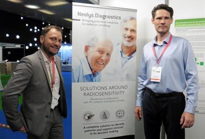 Neolys Diagnostics' CEO Julien Gillet-Daubin (left) and President Gilles Devillers at ESTRO 37.