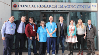 Team members from the University of Edinburgh (left to right): Edwin van Beek, David Newby, Julian Sparrow, Barbara Allen, David Brian, Scott Semple, Michelle Williams, Amanda Hunter, and Nick Weir.