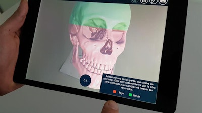 A user interacts with a 3D model of the cranium using AR technology. All images courtesy of Santiago Izard.