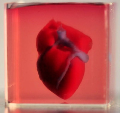 Realistic 3D-printed heart using bioink. Image courtesy of Noor et al. CC BY 3.0.