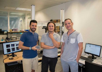 Noé Jiménez, PhD, (center) is shown with colleagues from the Polytechnic University of Valencia. Image courtesy of Noé Jiménez, PhD.