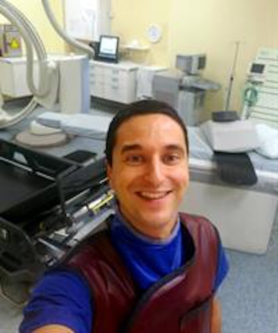 Pesapane stopping for a selfie.