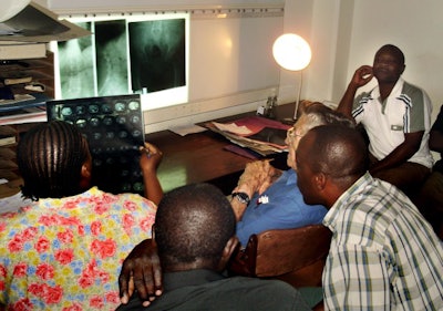 Dr. Helmut Diefenthal with students at the Kilimanjaro School of Radiology in 2010. Image courtesy of Diefenthal.