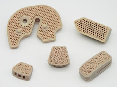 3D-printed porous structures promote bone growth within medical implants. Image courtesy of FossiLabs.