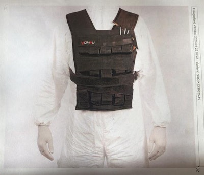 The front and back panels of the vest worn by the specialist nurse in Luleå. All photos courtesy of Swedish Police.