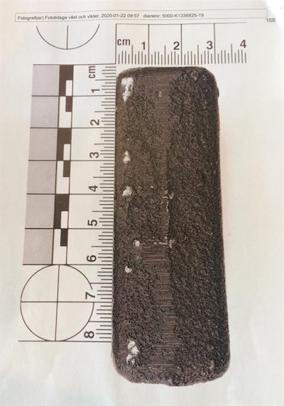 The nurse had inserted 13 metal weights, including this one, into the pockets of the vest.
