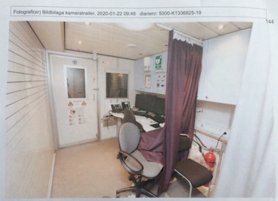 The reporting room in the Aleris-owned mobile unit is shown after the accident happened.