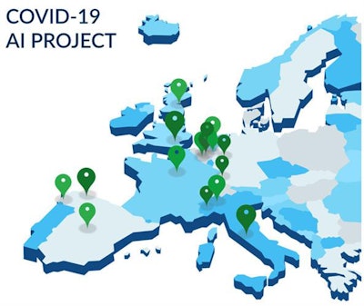 The map shows the European hospitals collaborating in the COVID-19 project, as of 20 March. All images courtesy of Dr. Erik Ranschaert, PhD.